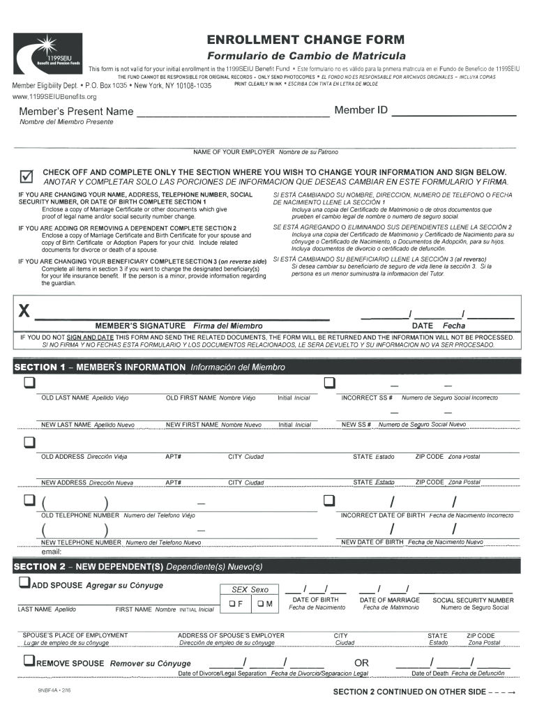 1199 Enrollment Form Fax Number