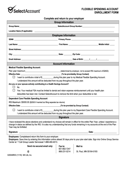 2022 Fsa Enrollment Form