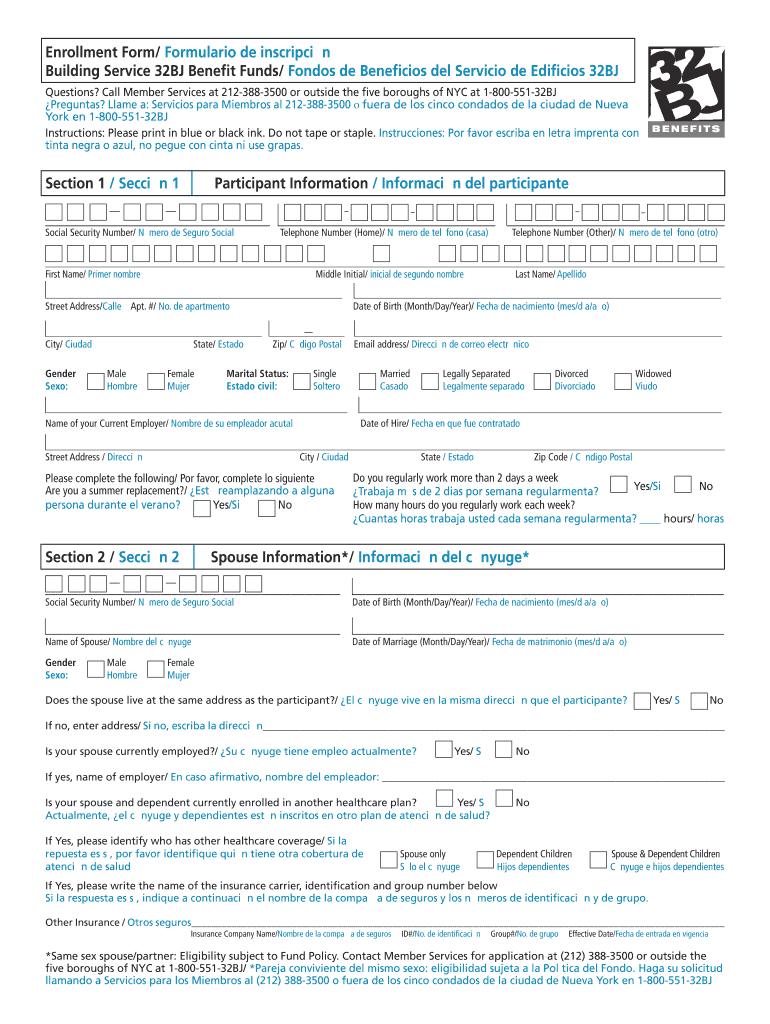 32bj Enrollment Form