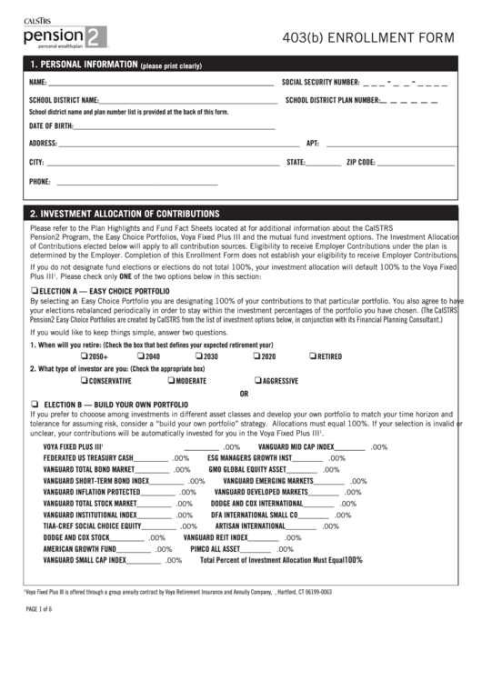 403 B Enrollment Form