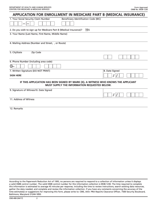 40b Medicare Enrollment Form