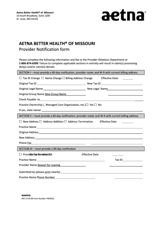 Aetna Better Health Provider Enrollment Forms