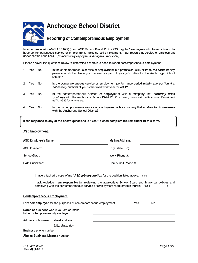 Anchorage School District Enrollment Form