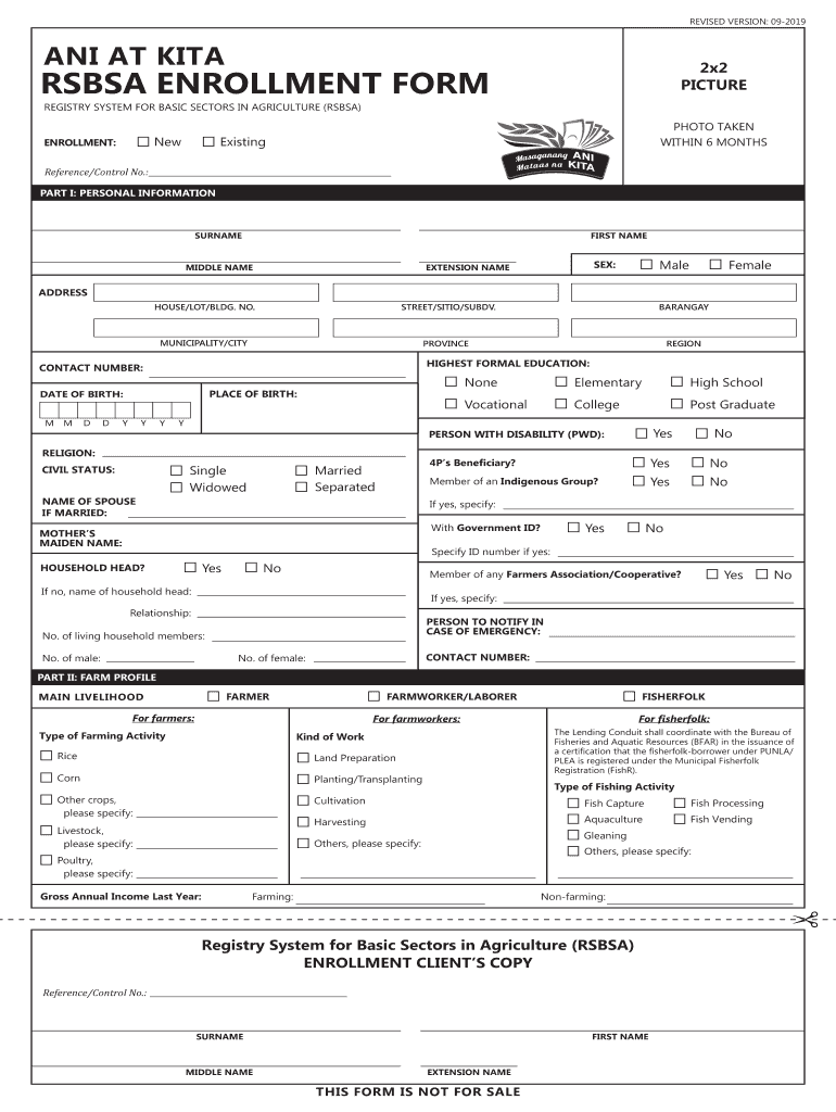 Ani At Kita Rsbsa Enrollment Form