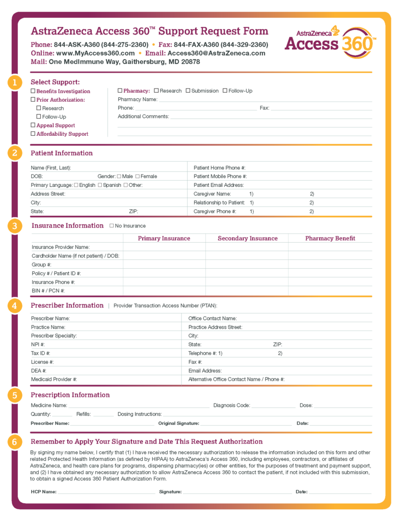 Astrazeneca Access 360 Enrollment Form