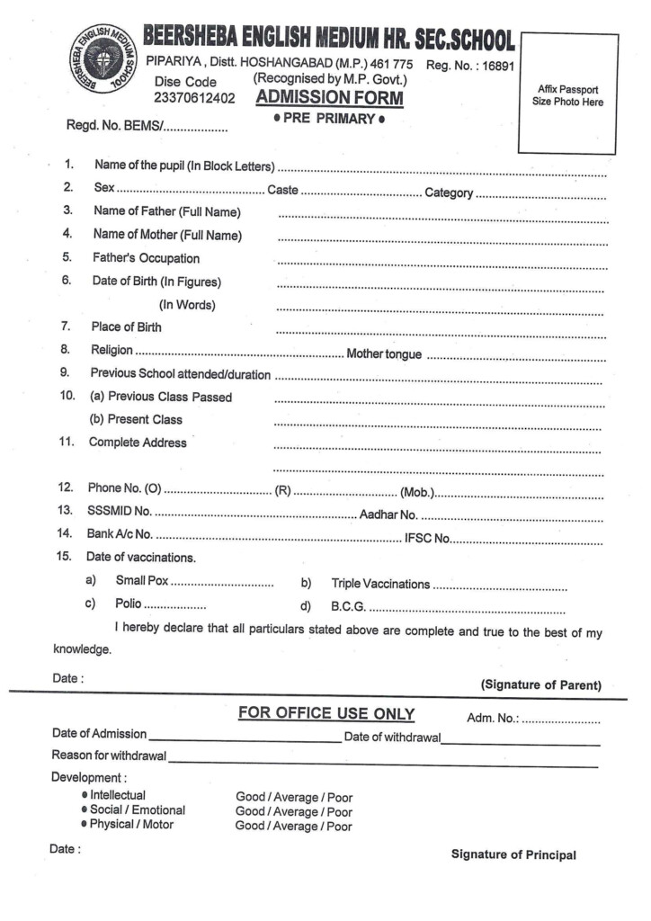 Benicia Middle School Enrollment Forms