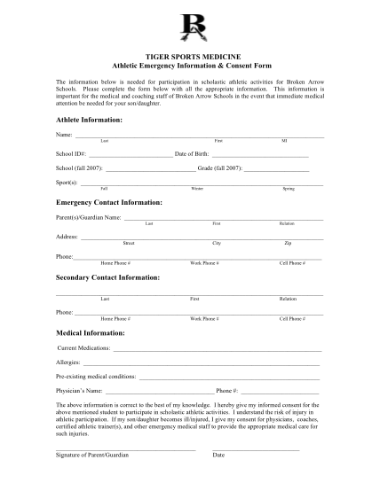 Broken Arrow School Enrollment Form