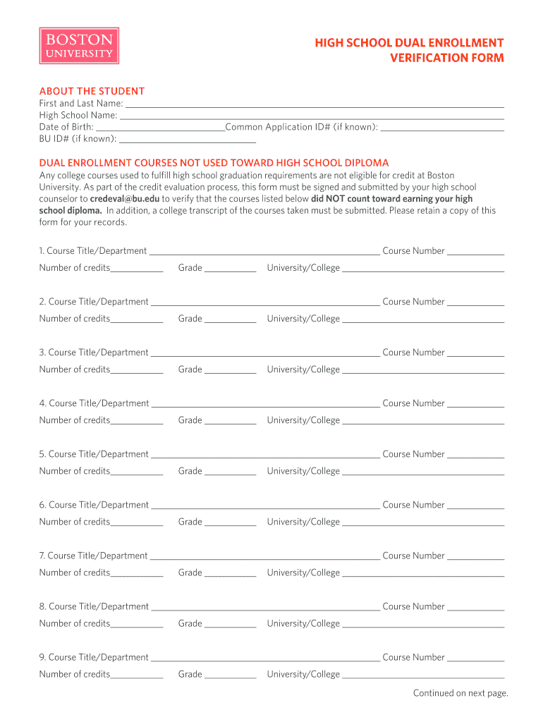 Bu Enrollment Form