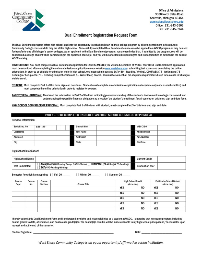 Cambridge High School Duel Enrollment Forms