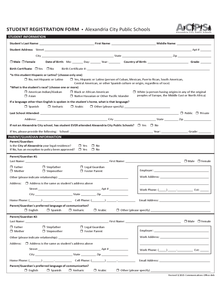 Central Elementary School Enrollment Form