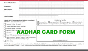 Certificate Aadhar Card Enrollment Form Pdf