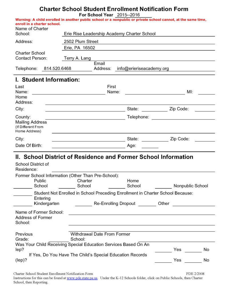 Charter School Enrollment Forms