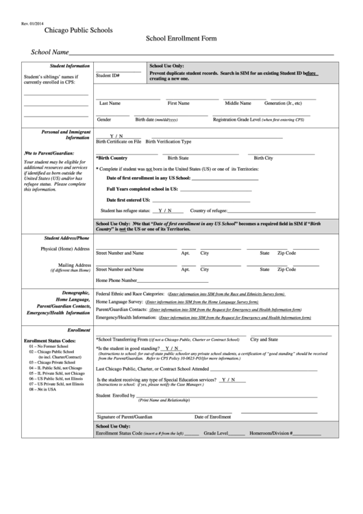 Chicago Public Schools Enrollment Forms