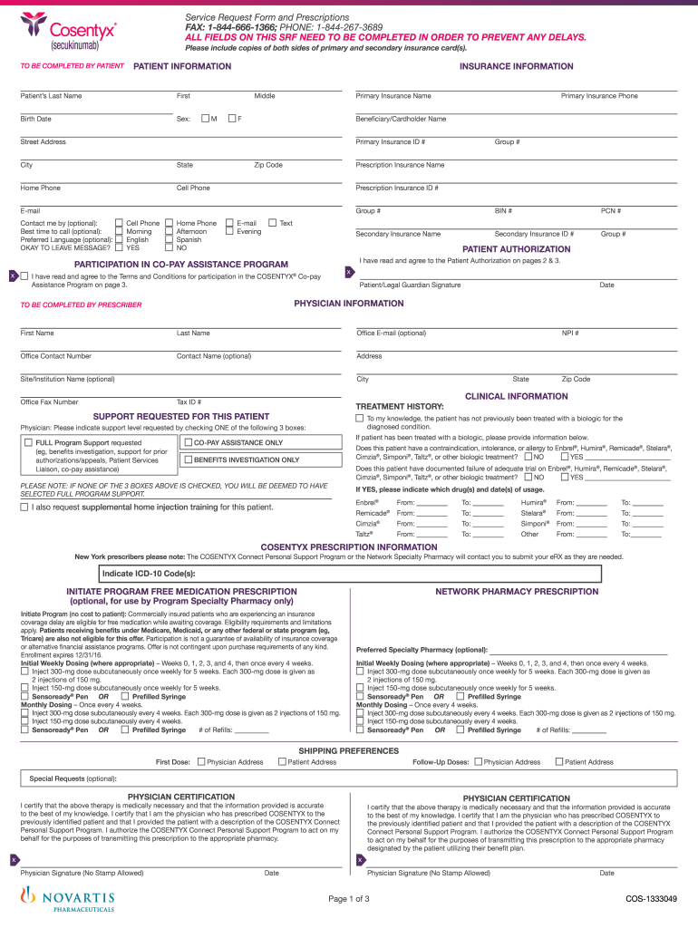 Cosentyx Enrollment Form