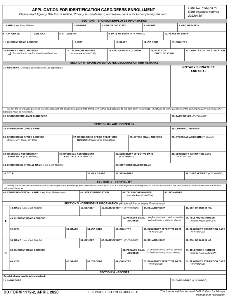 Deers Enrollment Form