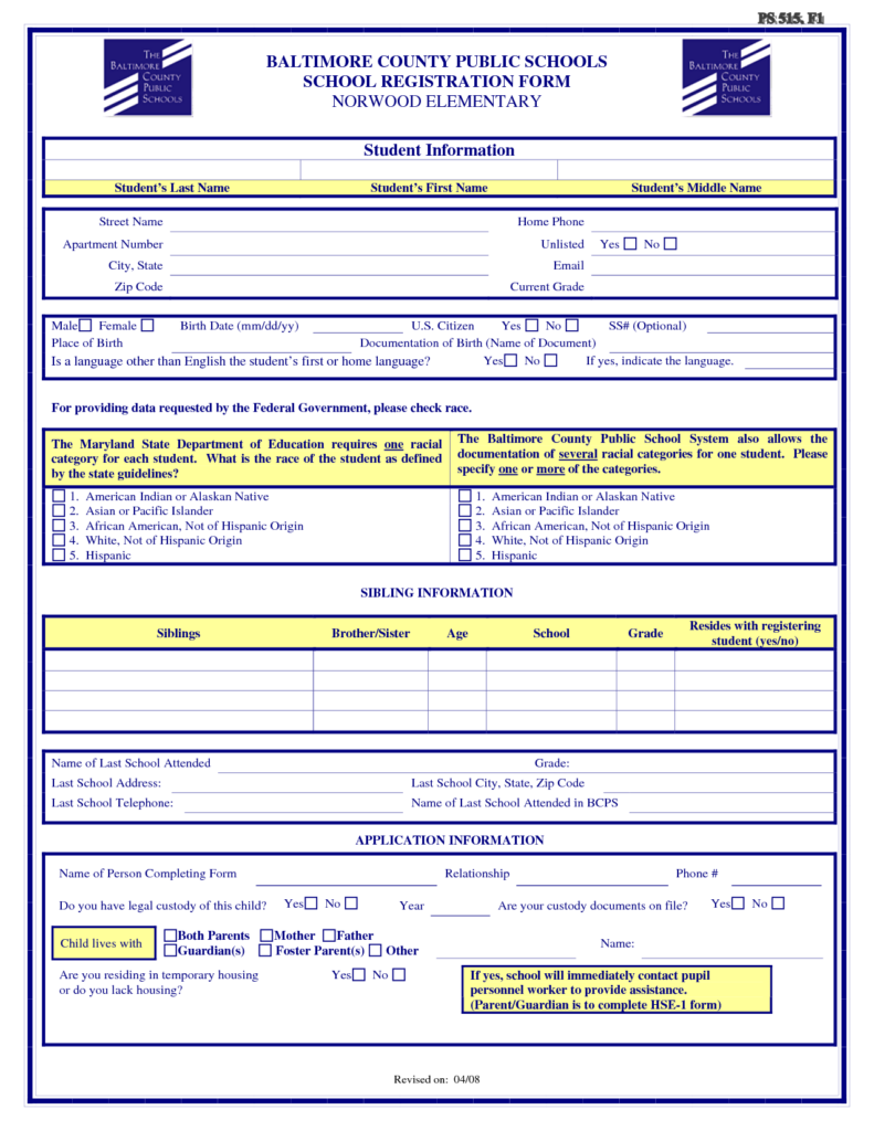 Devonshire Elementary School Enrollment Form