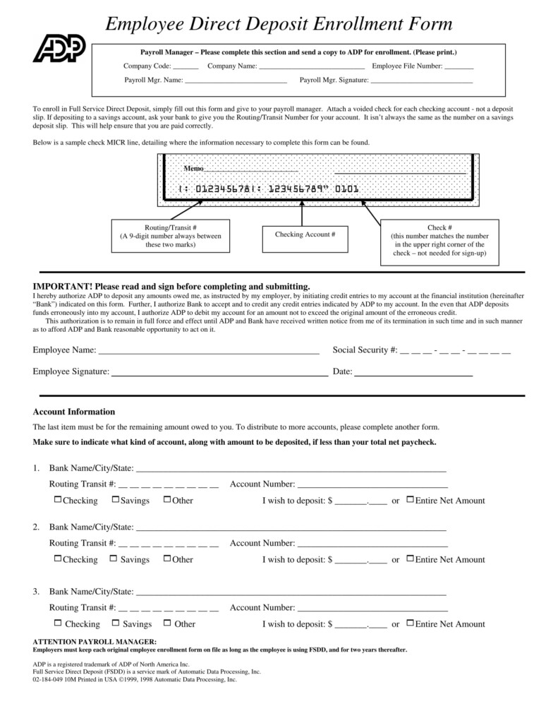 Direct Deposit Enrollment Form