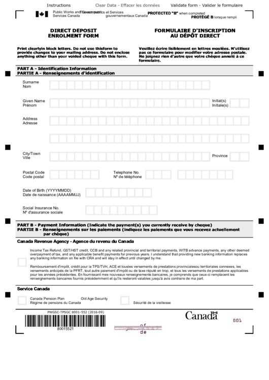 canada ca direct deposit enrollment form