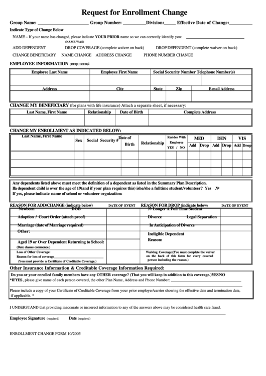 Enrollment/change Request Form (#6859)