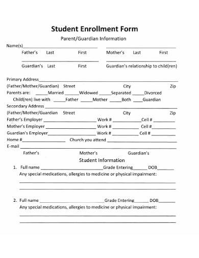 Enrollment Form Example