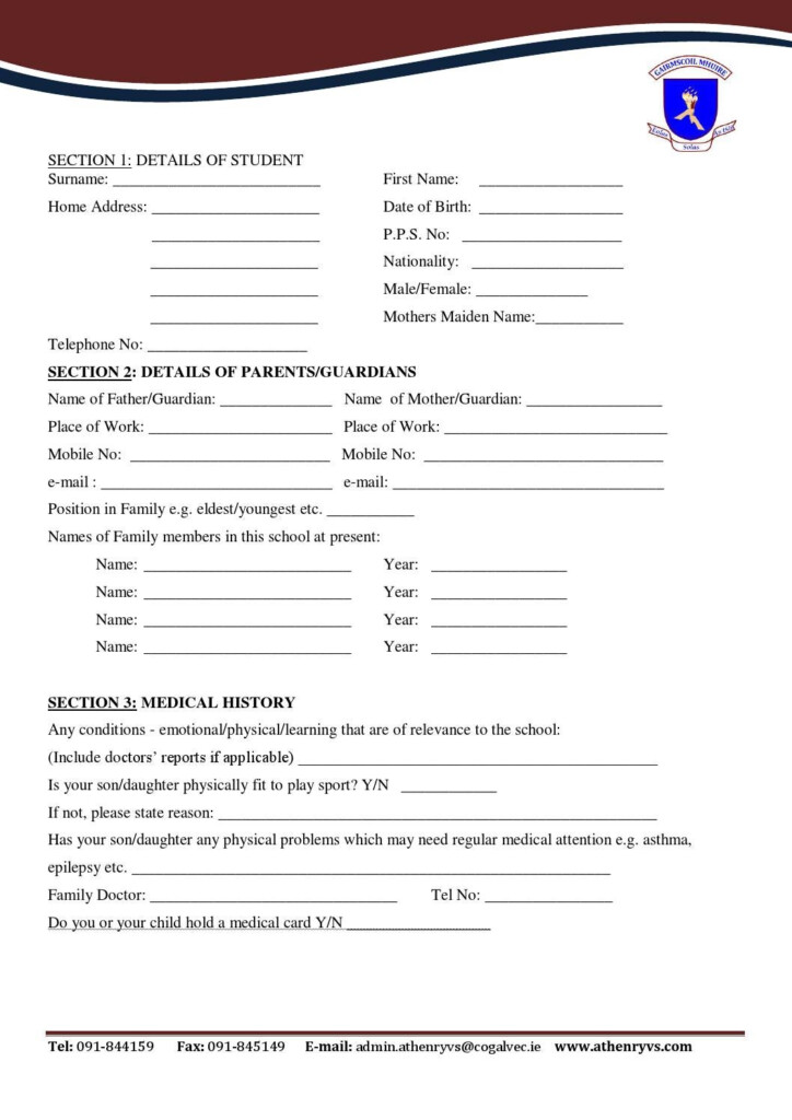 Enrollment Form First Year