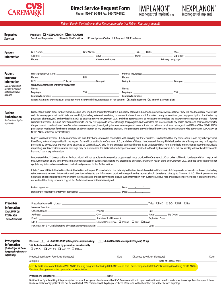 Enrollment Form For Nexplanon