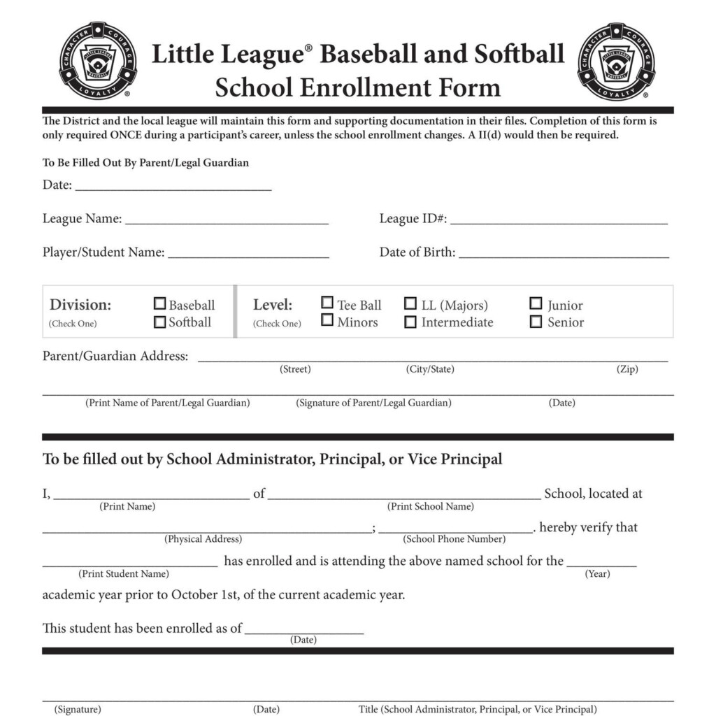 Enrollment Form For School