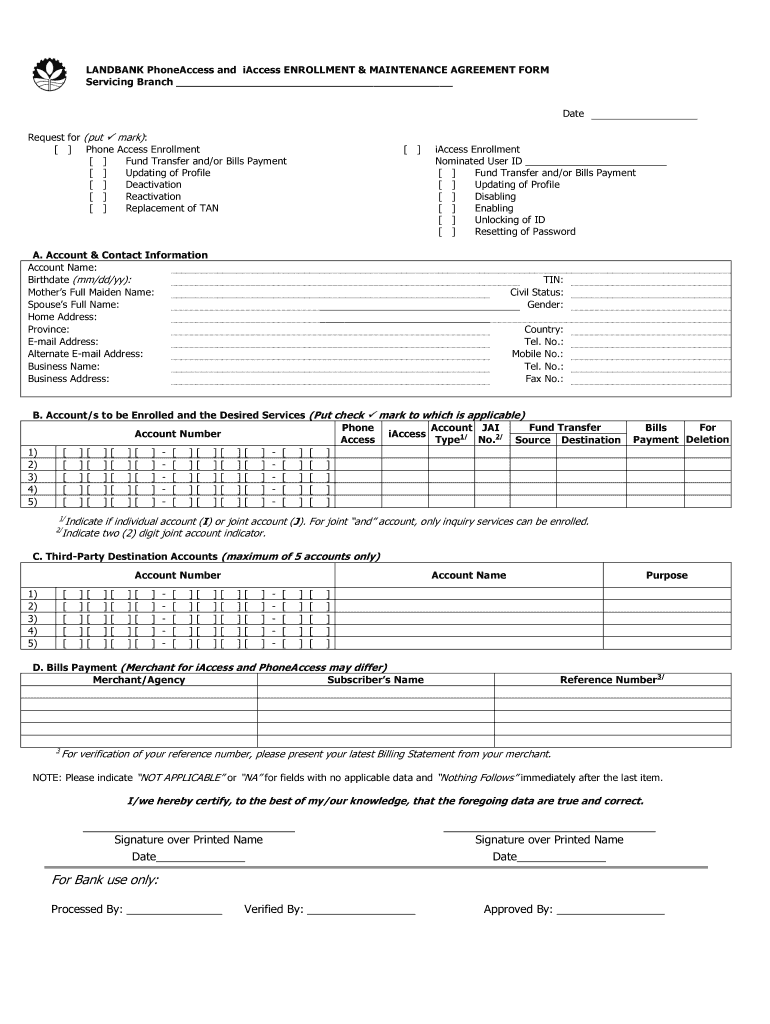 Enrollment Form Landbank