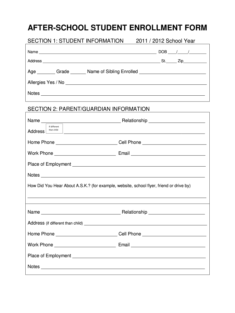 Enrollment Form No Enrollment Form