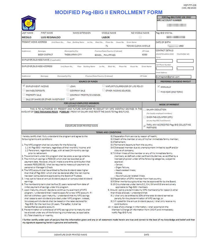 Enrollment Form Pag Ibig