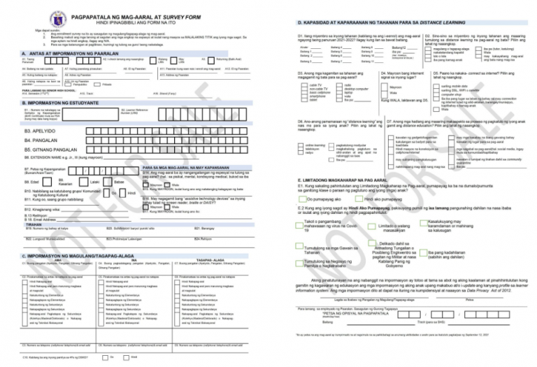 Enrollment Form Tagalog