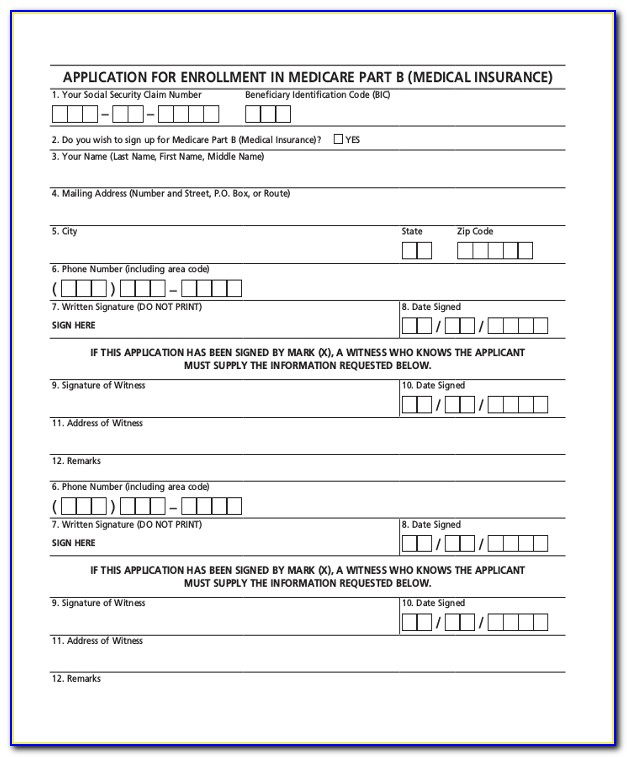 Enrollment Forms For Medicare Part A And B - Enrollment Form