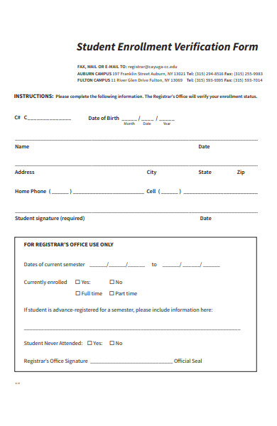 Enrollment Verification Form