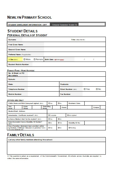 Enrolment Form Nsw Public School