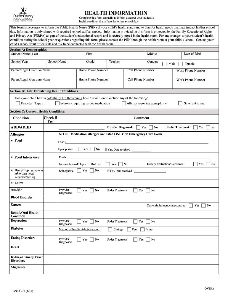 Fairfax County Public Schools Enrollment Forms