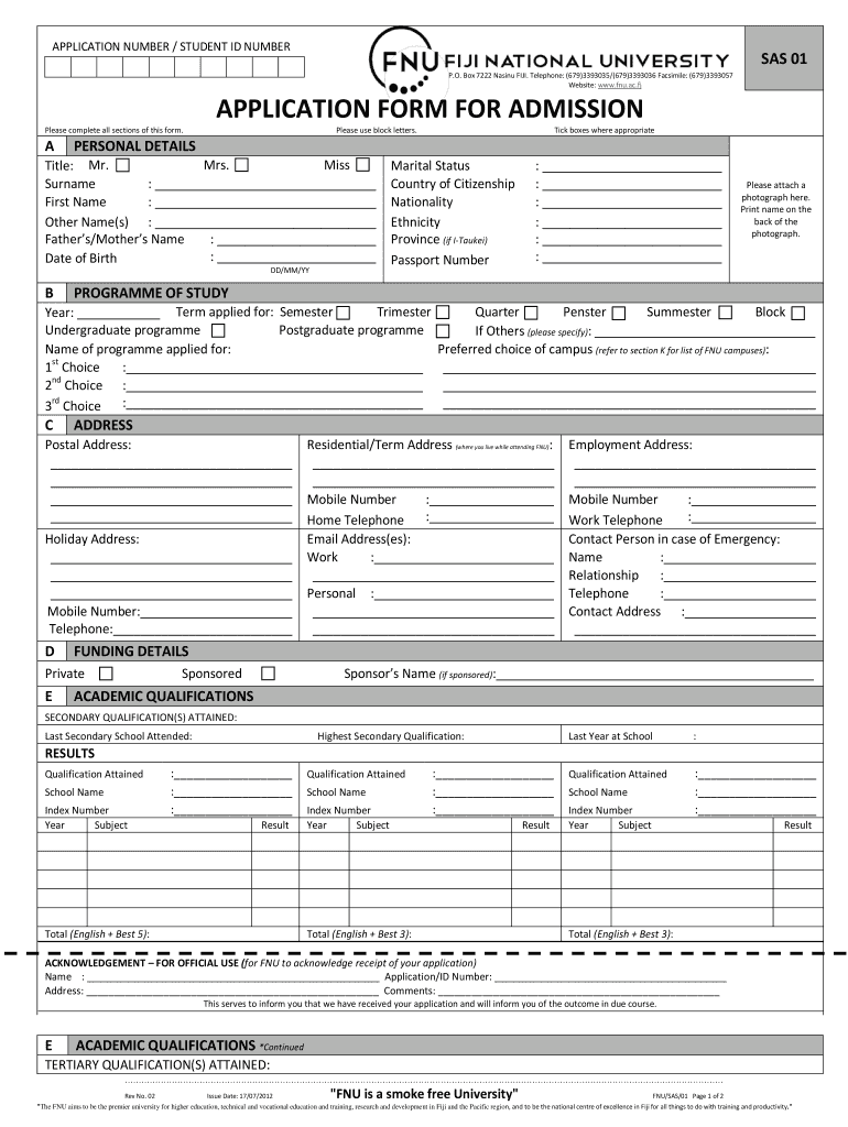 Fnu Enrollment Form 2022