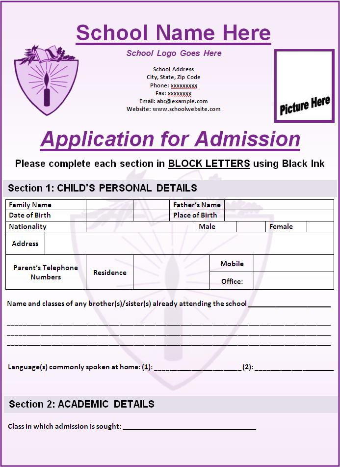 Forms For Colleges That Show Enrollment With School Letterhead