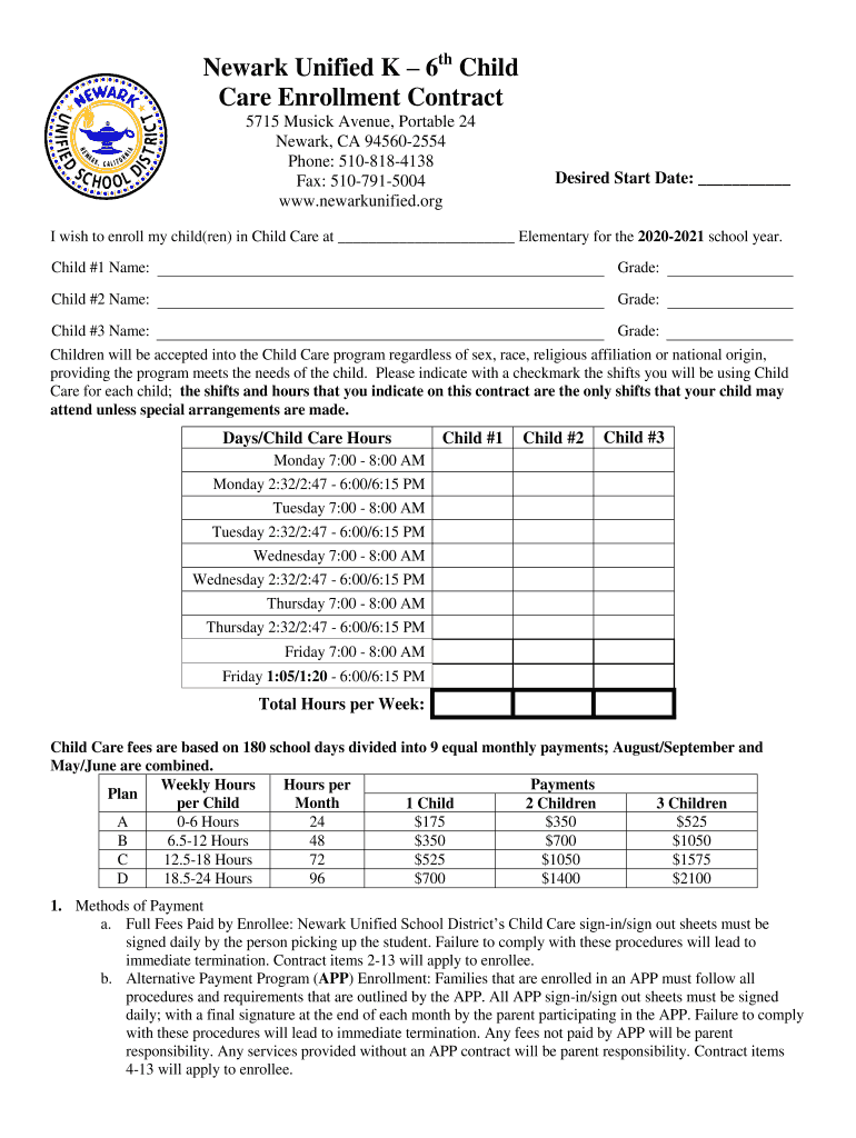 Fremont Unified School District Enrollment Forms