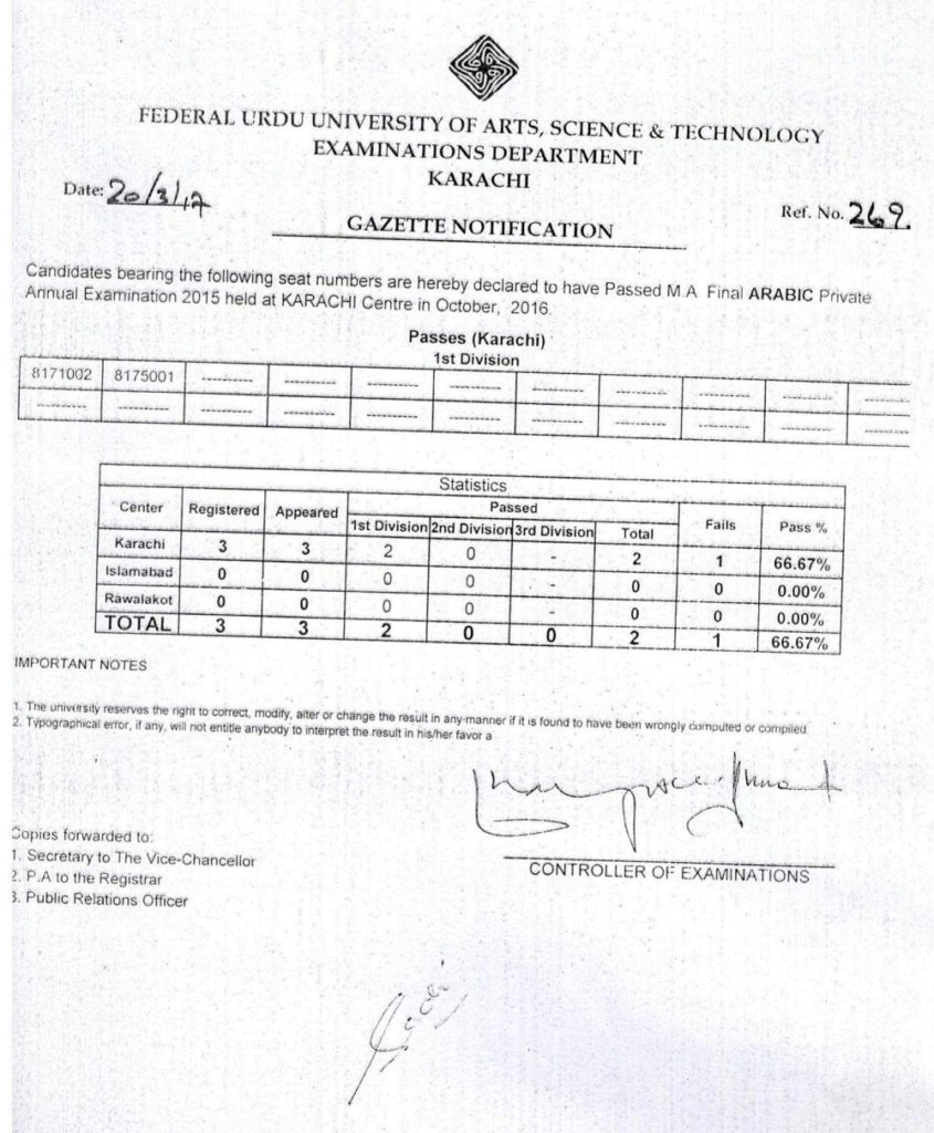 Fuuast Enrollment Form