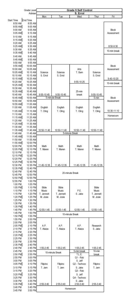 Grade 9 Enrollment Form 2024