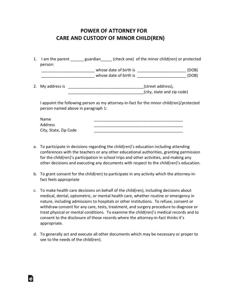 Guardianship Form For School Enrollment North Dakota