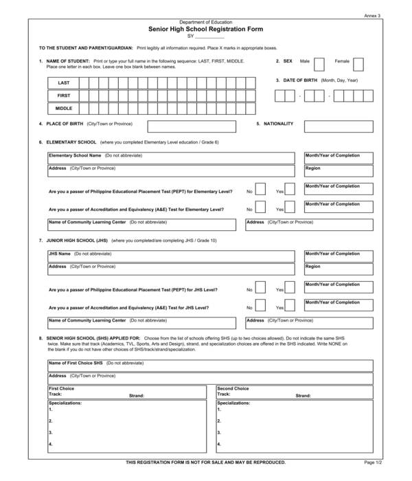 High School Enrollment Form