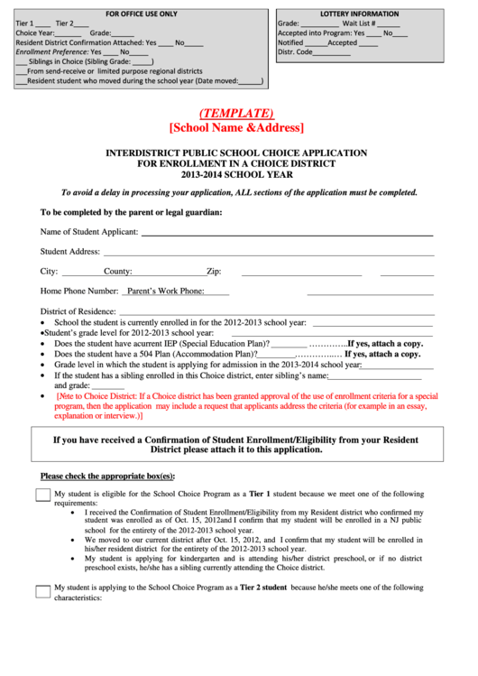 Hillsborough School District Student Enrollment Form