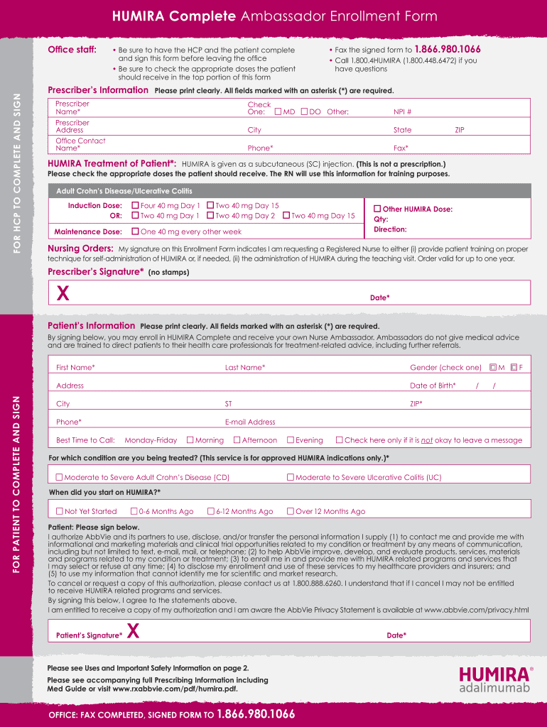 Humira Enrollment Form 2024