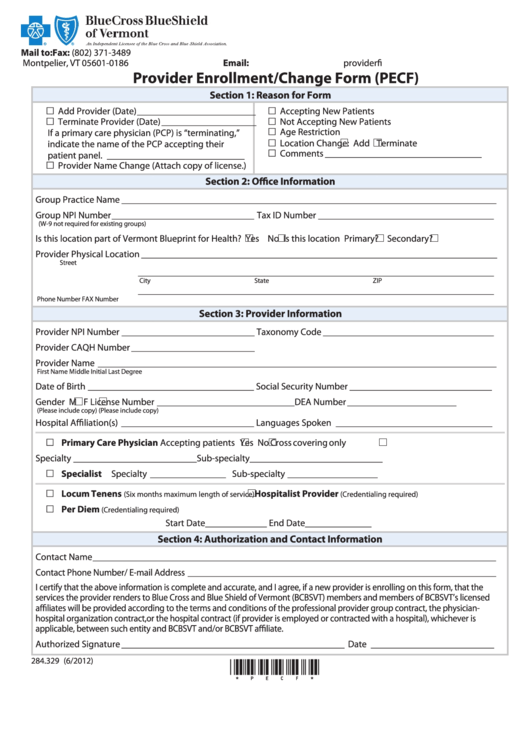 Blue Cross Blue Shield Enrollment Form