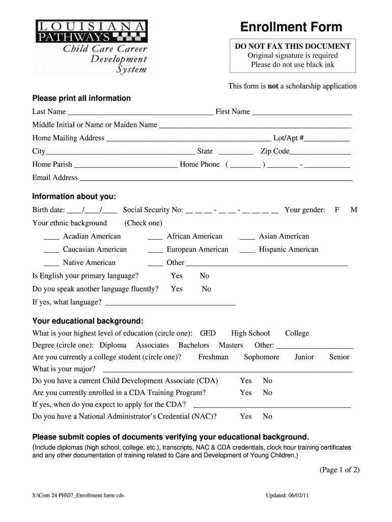 Louisiana School Enrollment Form For Dmv