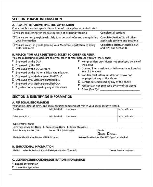 Medicare Initial Enrollment Questionnaire Form