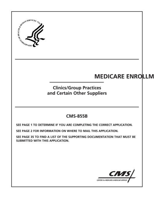 Medicare Part B 855 Enrollment Form - Enrollment Form