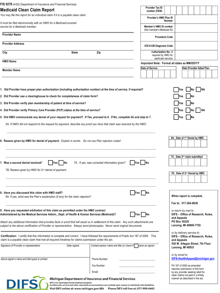 Michigan Medicaid Provider Enrollment Form