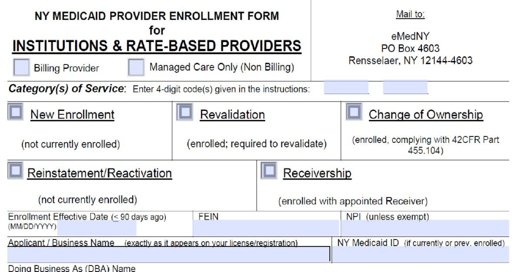 New York Medicaid Provider Enrollment Forms